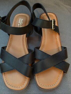 Bella Vita Black Crisscross Leather Slingback Sandals 9.5 wide